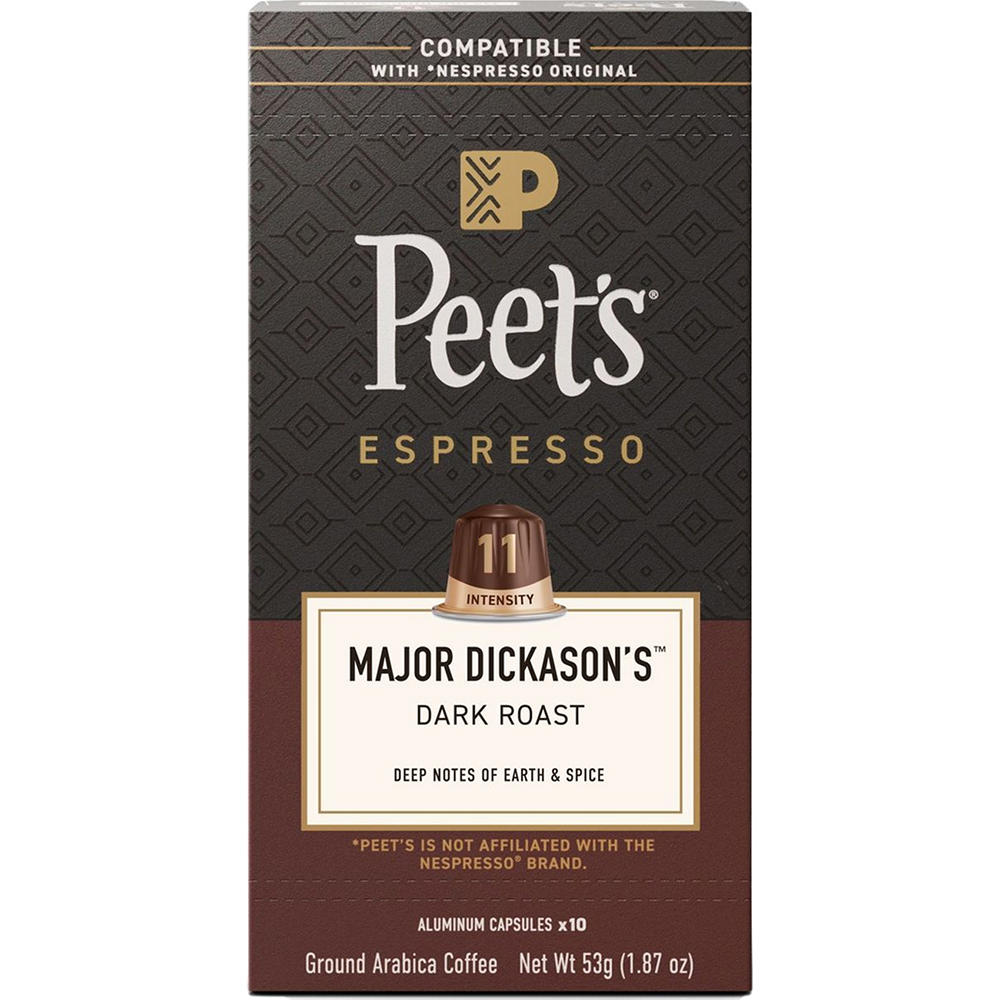 Peet's Coffee Espresso Major Dickason's Blend Dark Roast Single Serve Capsules, 10 ct