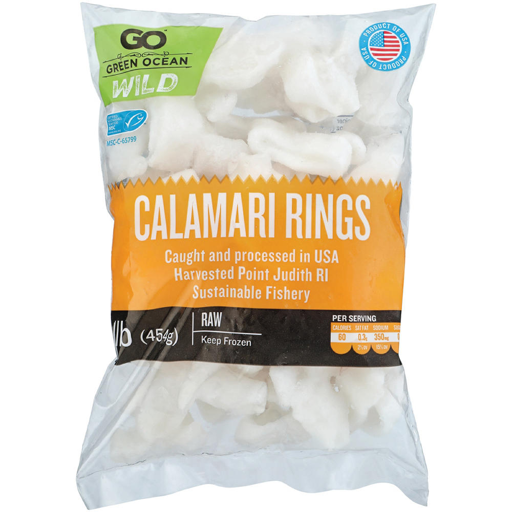 Green Ocean Frozen Raw Calamari Rings, 1 lb bag