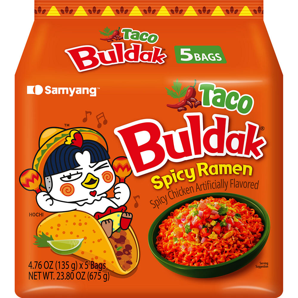Samyang Taco Buldak Spicy Chicken Ramen Instant Soup Packs, 5 ct