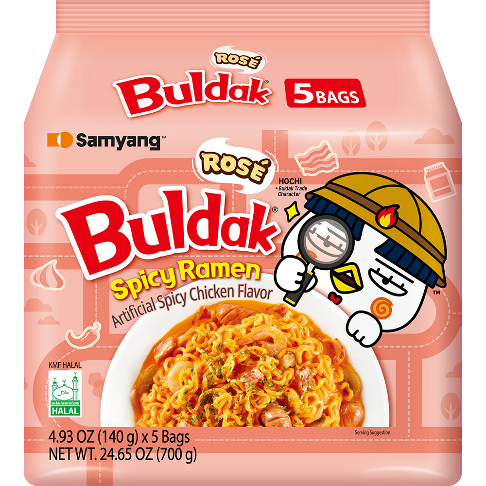 Samyang Buldak Rosé Spicy Chicken Ramen Instant Soup Packs, 5 ct