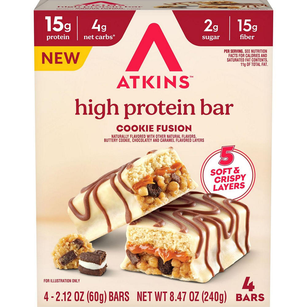 Atkins 15g High Protein Bar - Cookie Fusion, 4 ct