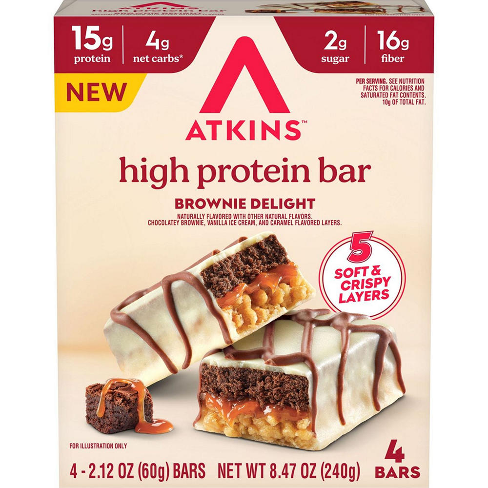 Atkins 15g High Protein Bar - Brownie Delight, 4 ct