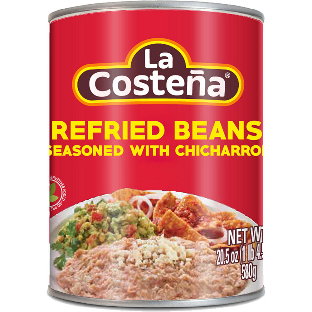 La Costena Refried Beans with Chicharron, 20.5 oz
