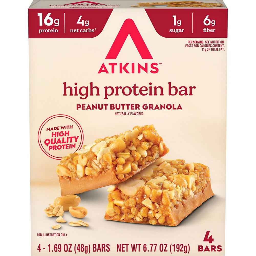 Atkins 16g High Protein Bar - Peanut Butter Granola, 4 ct