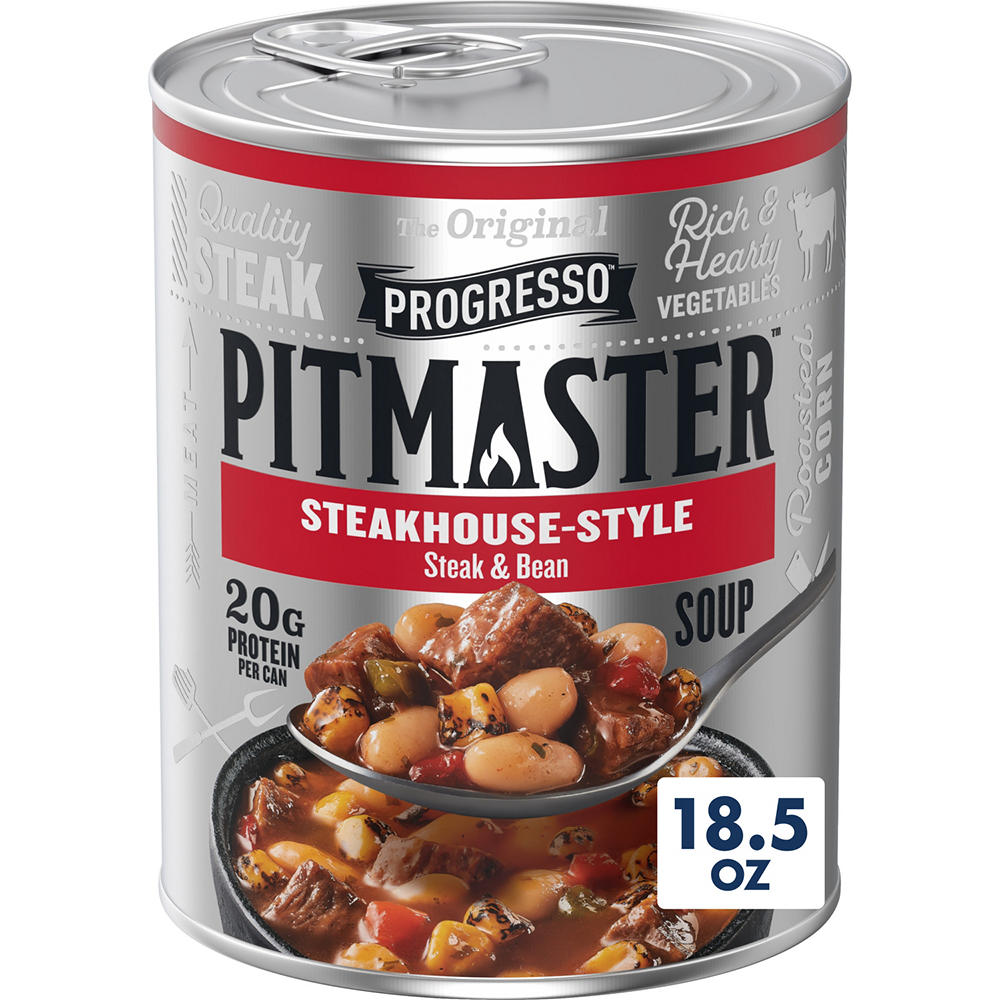 Progresso Pitmaster Steakhouse-Style Steak & Bean Soup, 18.50 oz