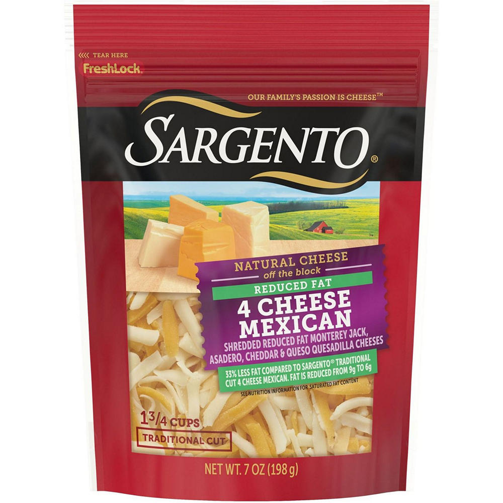 Sargento Reduced Fat 4 Cheese Mexican Blend, 7 oz