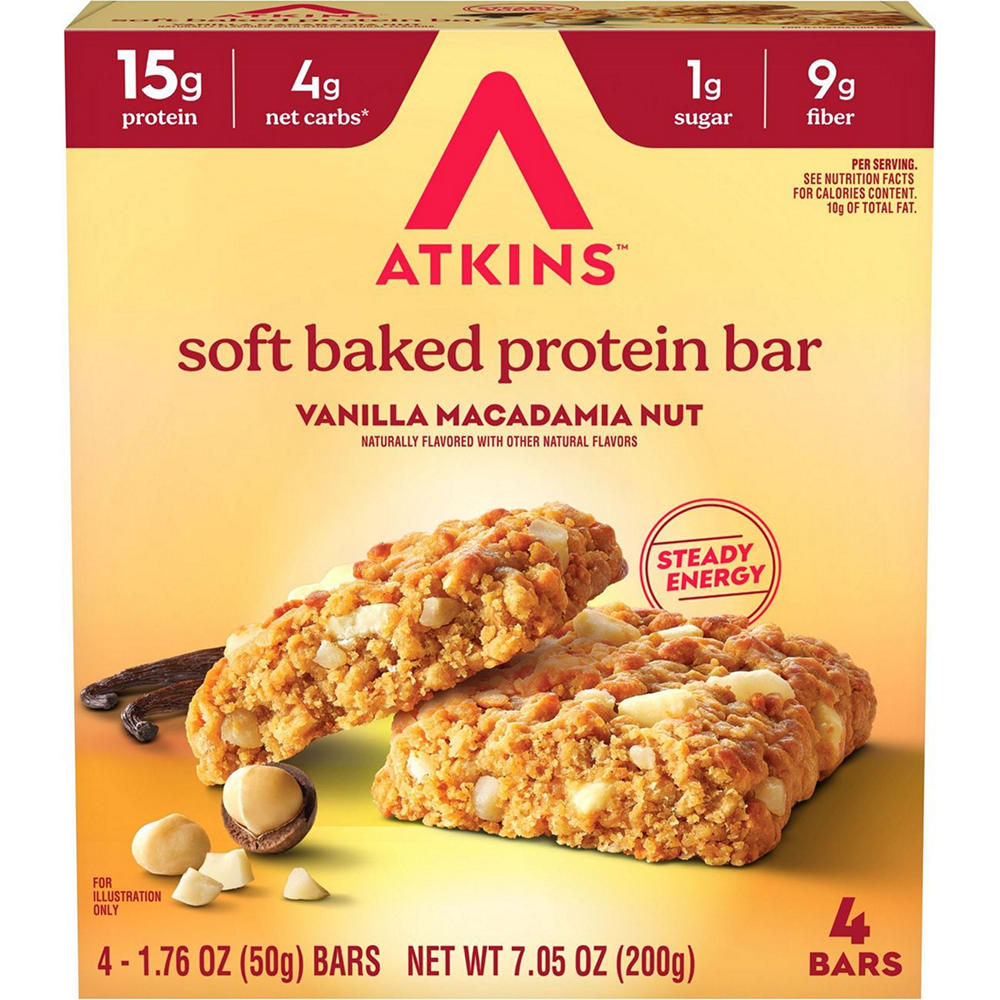 Atkins 15g High Protein Soft Baked Bar - Vanilla Macadamia Nut, 4 ct