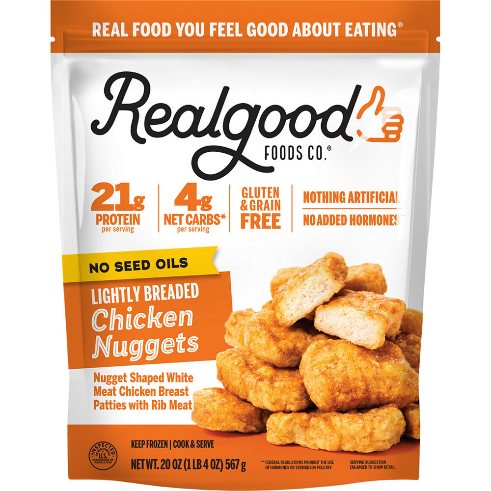 Real Good Foods Co. Frozen Lightly Breaded Chicken Nuggets, 20 oz