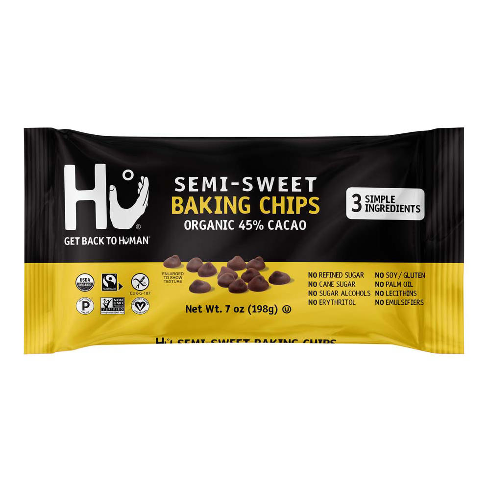Hu 45% Semi Sweet Baking Chips, 7 oz