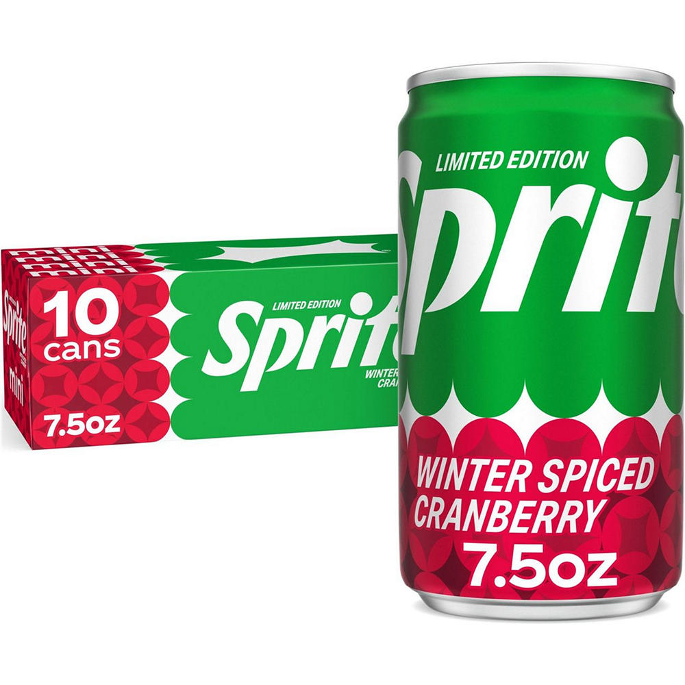 Sprite Winter Spiced Cranberry Soda Soft Drink 10 pk Mini Cans, 7.5 oz