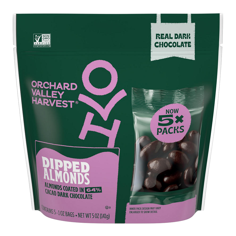 Orchard Valley Harvest Dark Chocolate-Dipped Almond Snack Packs, 5 ct
