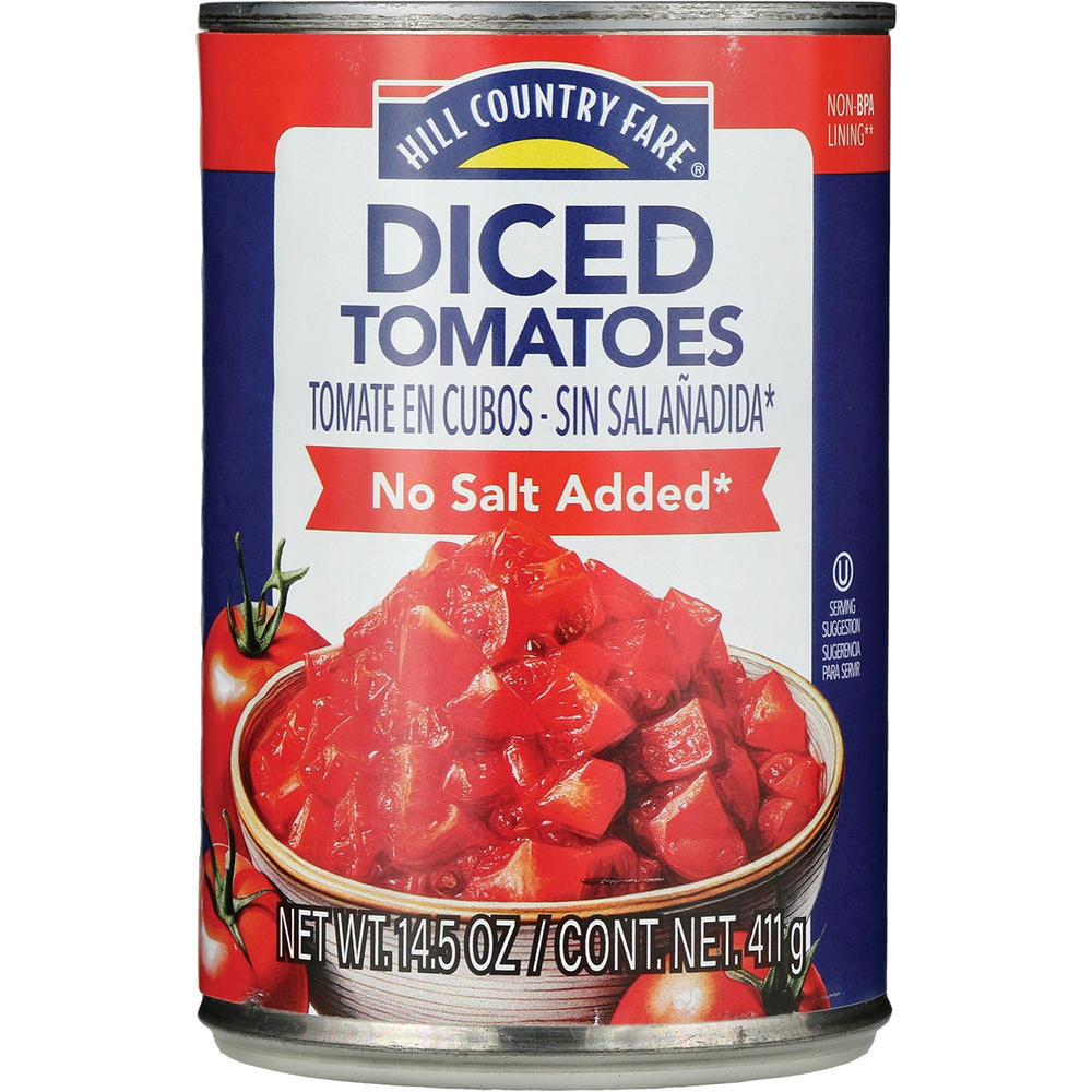 Hill Country Fare No Salt Added Diced Tomatoes, 14.5 oz