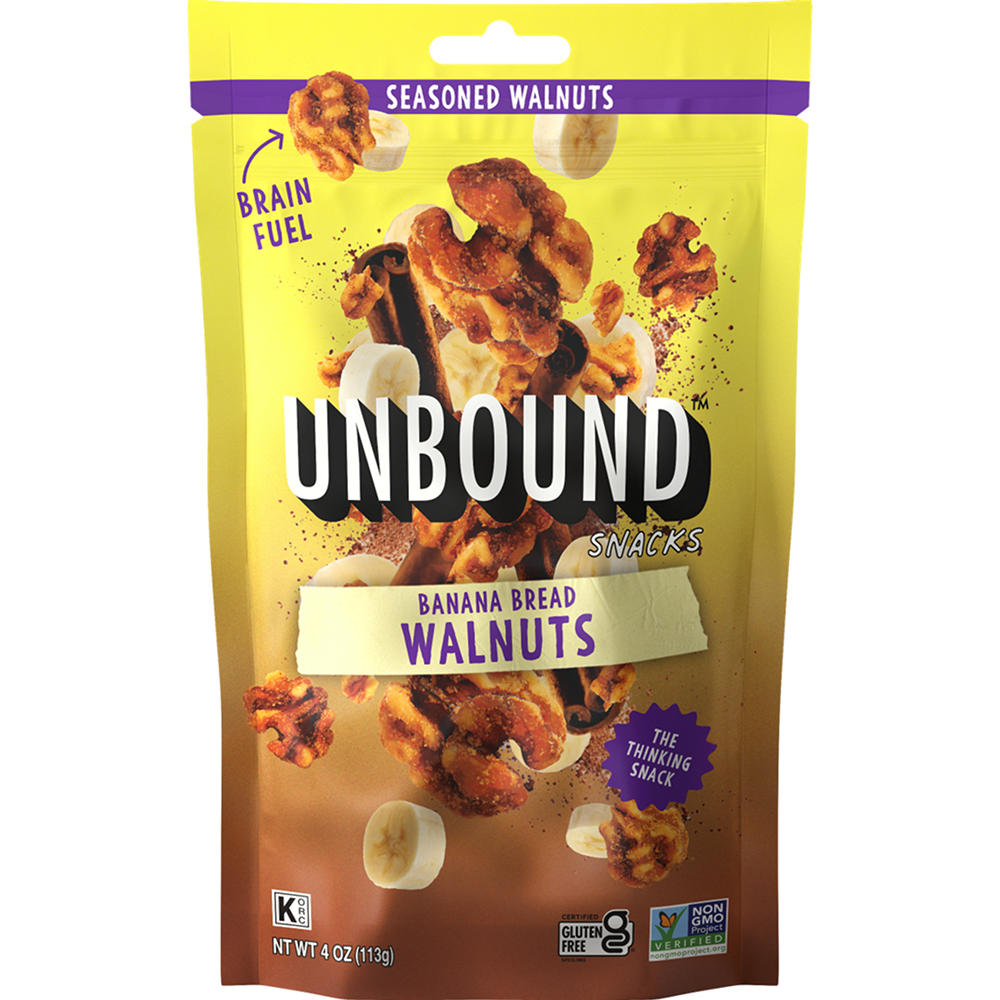 Unbound Snacks Roasted Seasoned Walnuts - Banana Bread, 4 oz