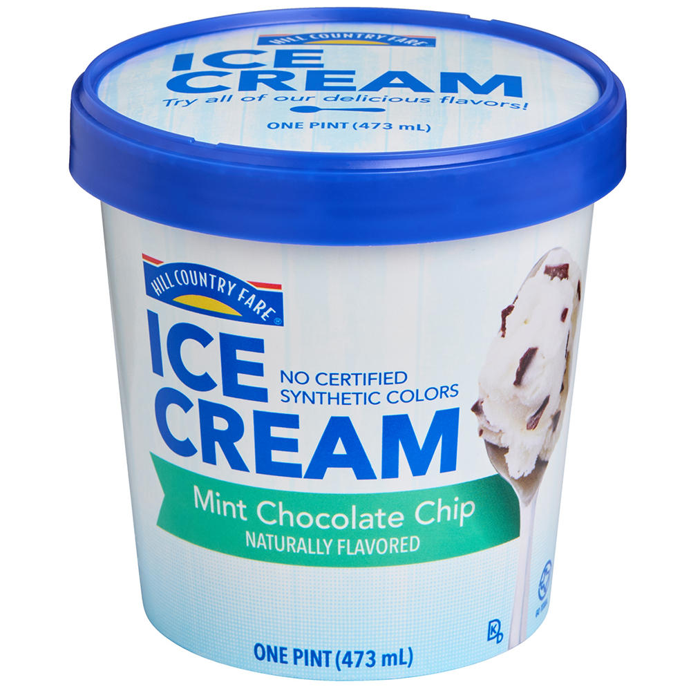 Hill Country Fare Mint Chocolate Chip Ice Cream, 1 pt