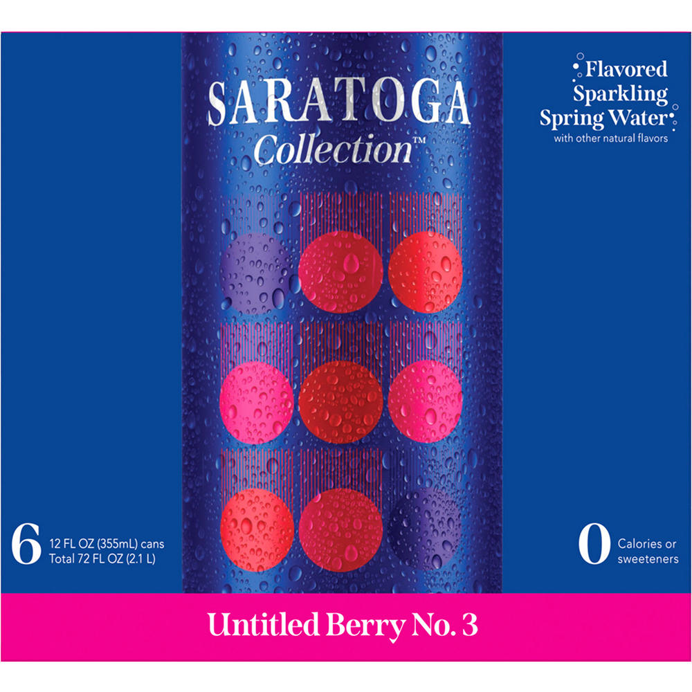 Saratoga Collection Untitled Berry No 3 Flavored Sparkling Spring Water 6 pk Cans, 12 oz
