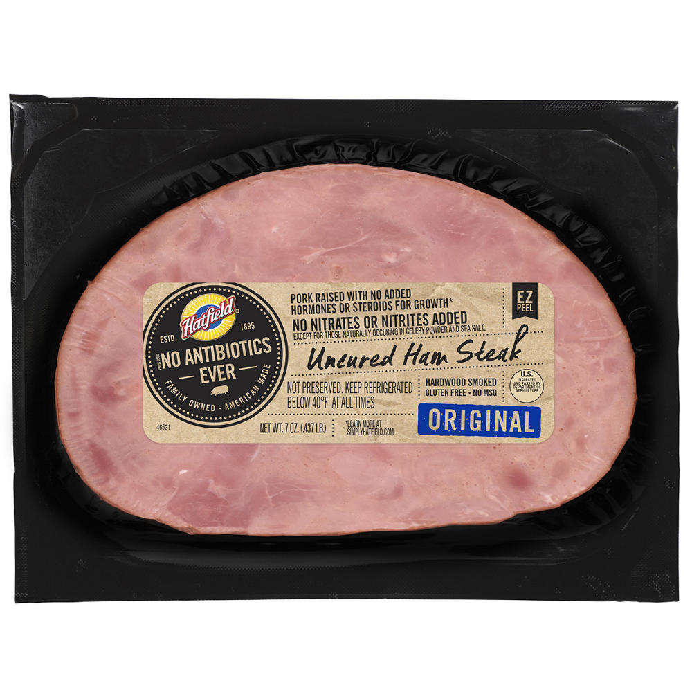 Hatfield Uncured Ham Steak - Hardwood Smoked, 7 oz