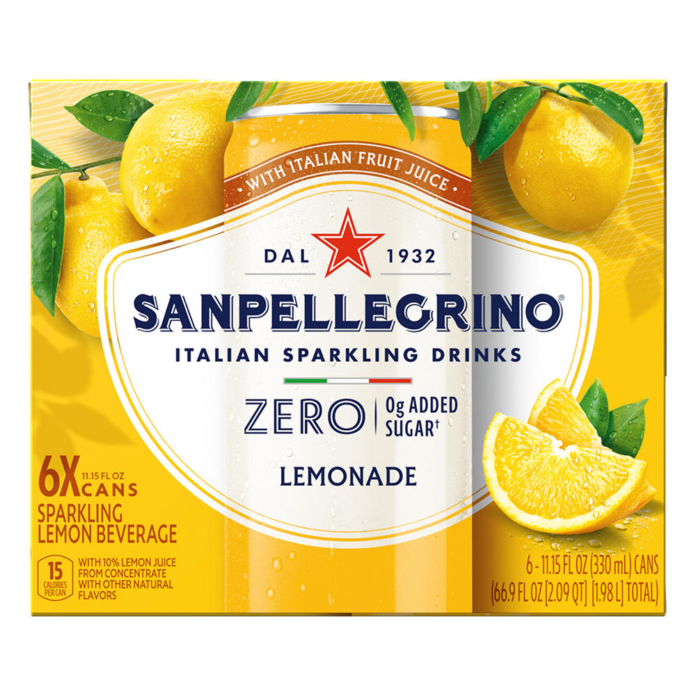 San Pellegrino Zero Sugar Lemonade 6 pk Cans, 11.2 oz