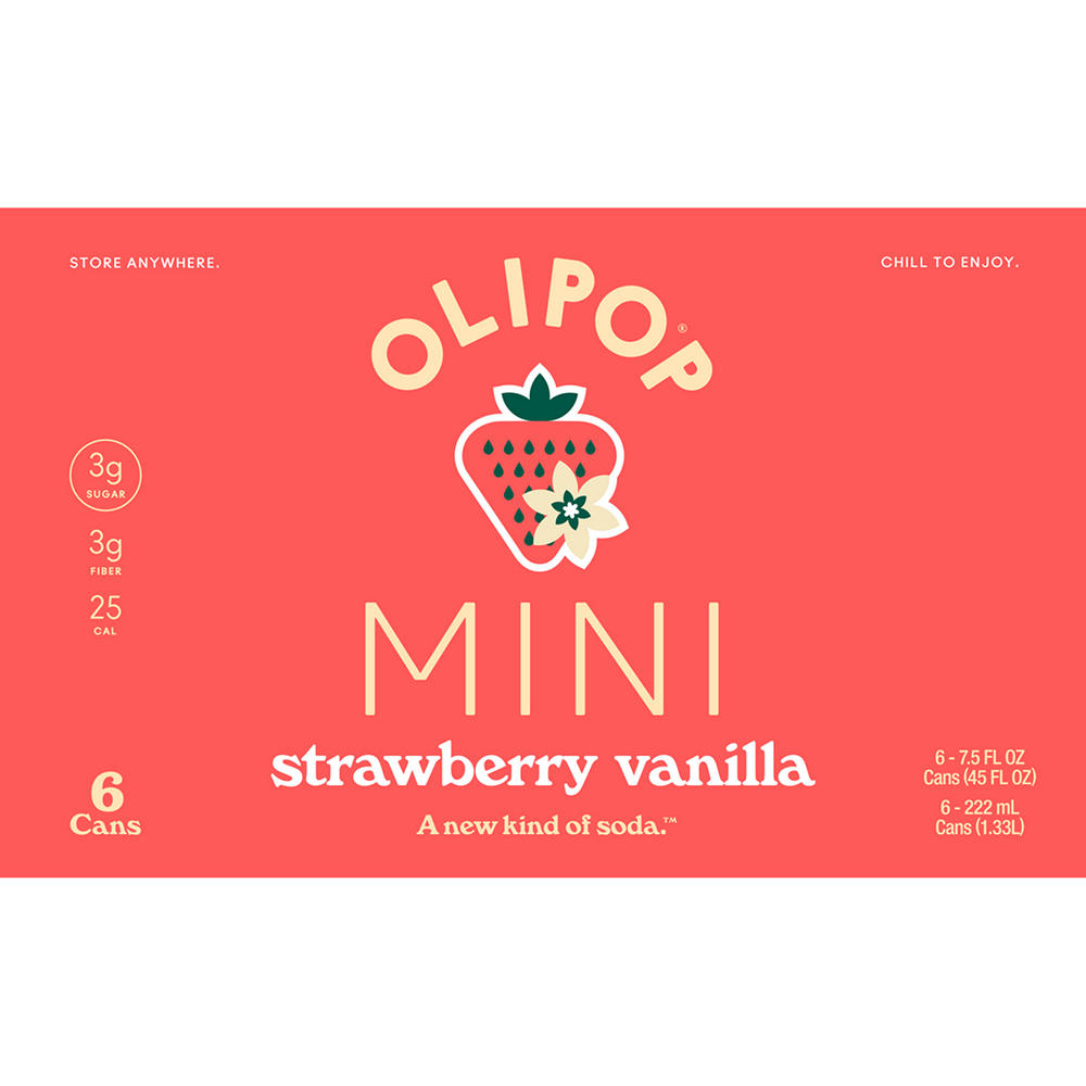 Olipop MINIs Prebiotic Soda 6 pk Cans - Strawberry Vanilla, 7.5 oz