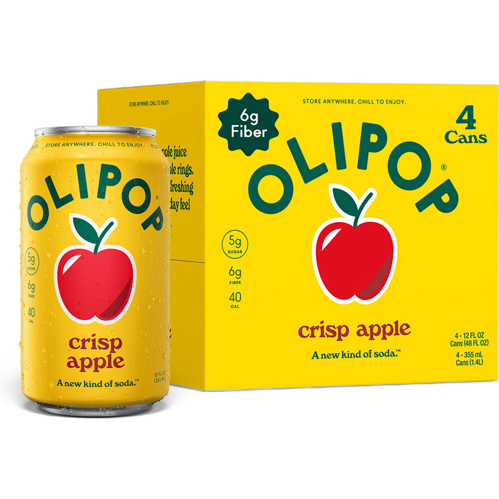 Olipop Prebiotic Soda 4 pk Cans - Crisp Apple, 12 oz