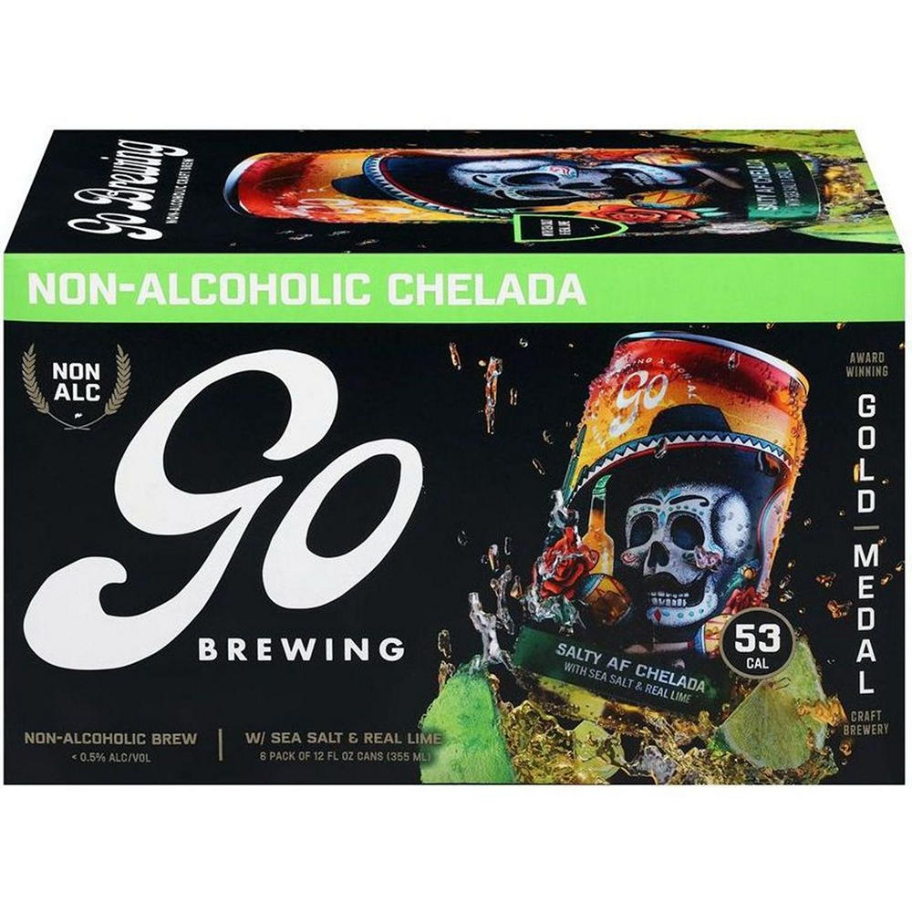 Go Brewing Non Alcoholic Chelada - Salty Af Lime & Salt 6 pk Cans, 12 oz