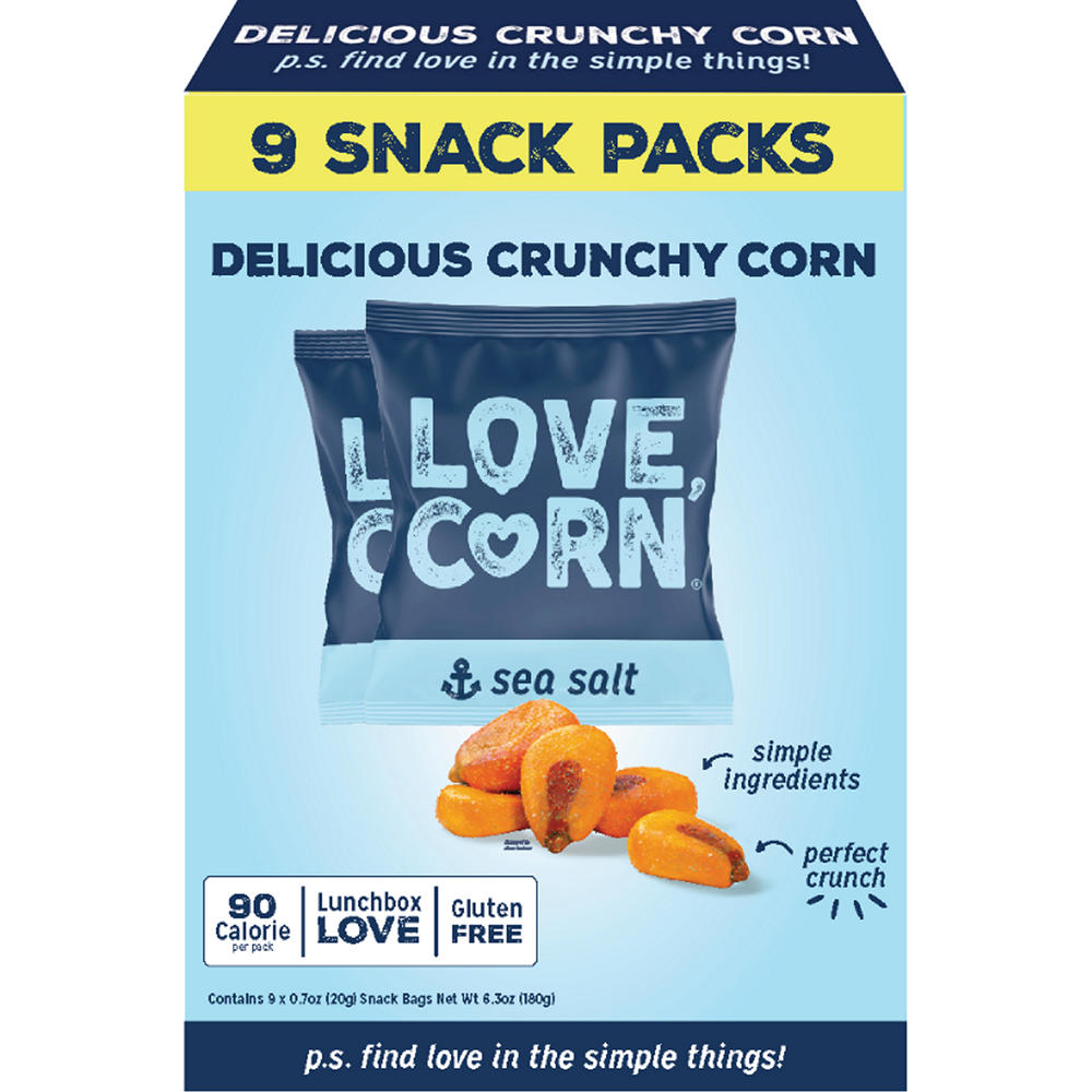 LOVE CORN Crunchy Corn Snack Multipack - Sea Salt, 9 ct