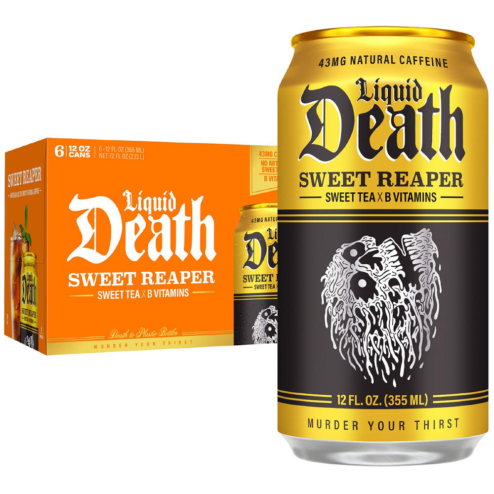 Liquid Death Sweet Reaper Black Sweet Tea 6 pk Cans, 12 oz