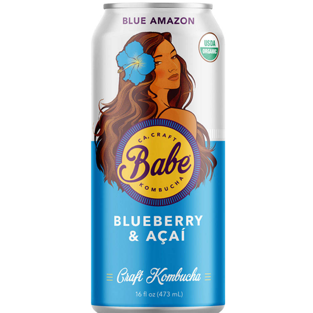 Babe Kombucha Organic Blue Amazon Blueberry & Acai, 16 oz