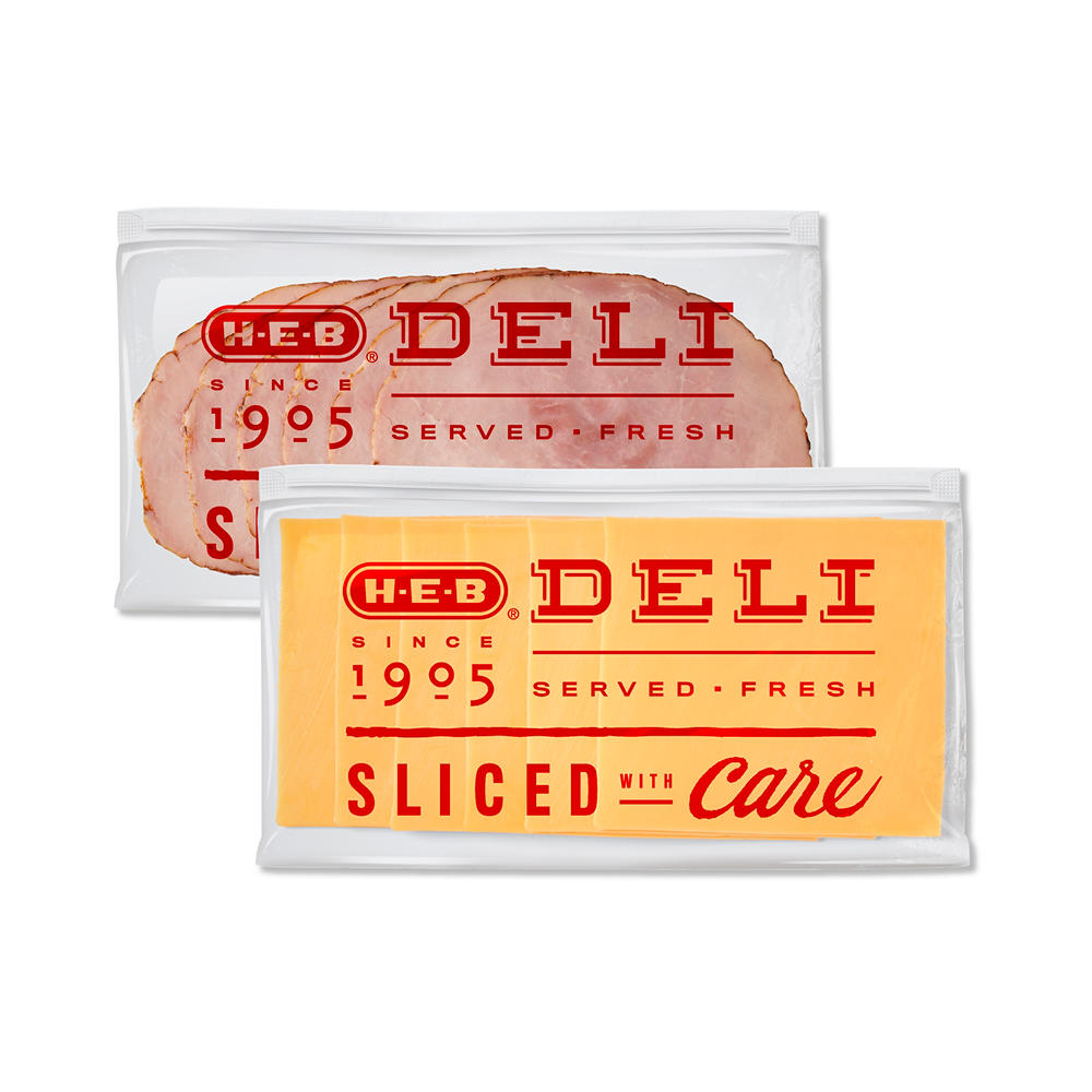 H-E-B Deli American Ham & Cheese Duo Pack Bundle, Sandwich Sliced, 1.5 lb
