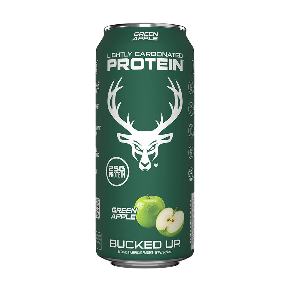 Bucked Up Lightly Carbonated 25g Protein Drink - Green Apple, 16 oz