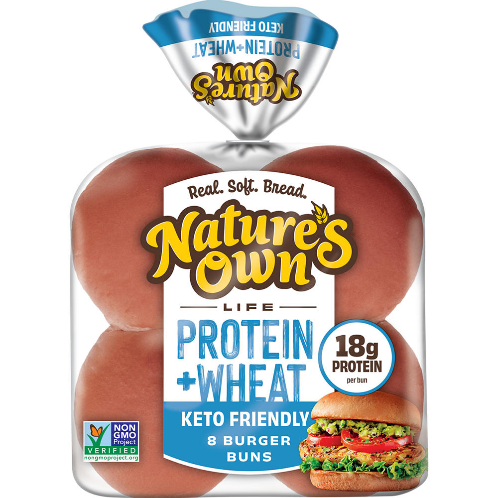 Nature's Own Life Wheat + Protein Keto Friendly Burger Buns, 8 ct