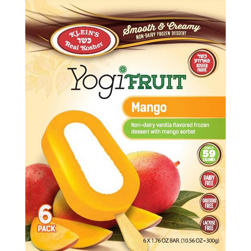 Klein's Kosher Yogi Fruit Mango Bars, 6 ct