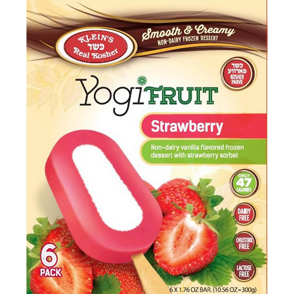 Klein's Kosher Yogi Fruit Strawberry Bars, 6 ct