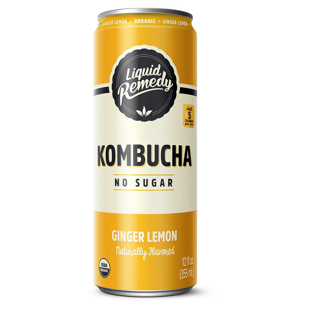 Liquid Remedy No Sugar Organic Kombucha - Ginger Lemon, 12 oz