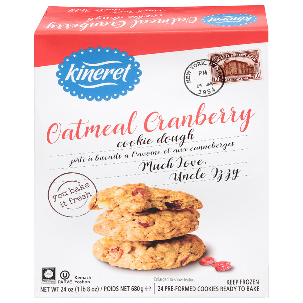 Kineret Kosher Frozen Oatmeal Cranberry Cookie Dough, 24 oz