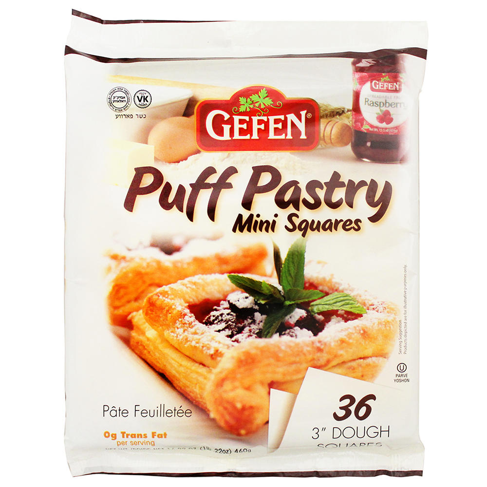 Gefen Kosher Puff Pastry Mini 3" Squares, 36 ct