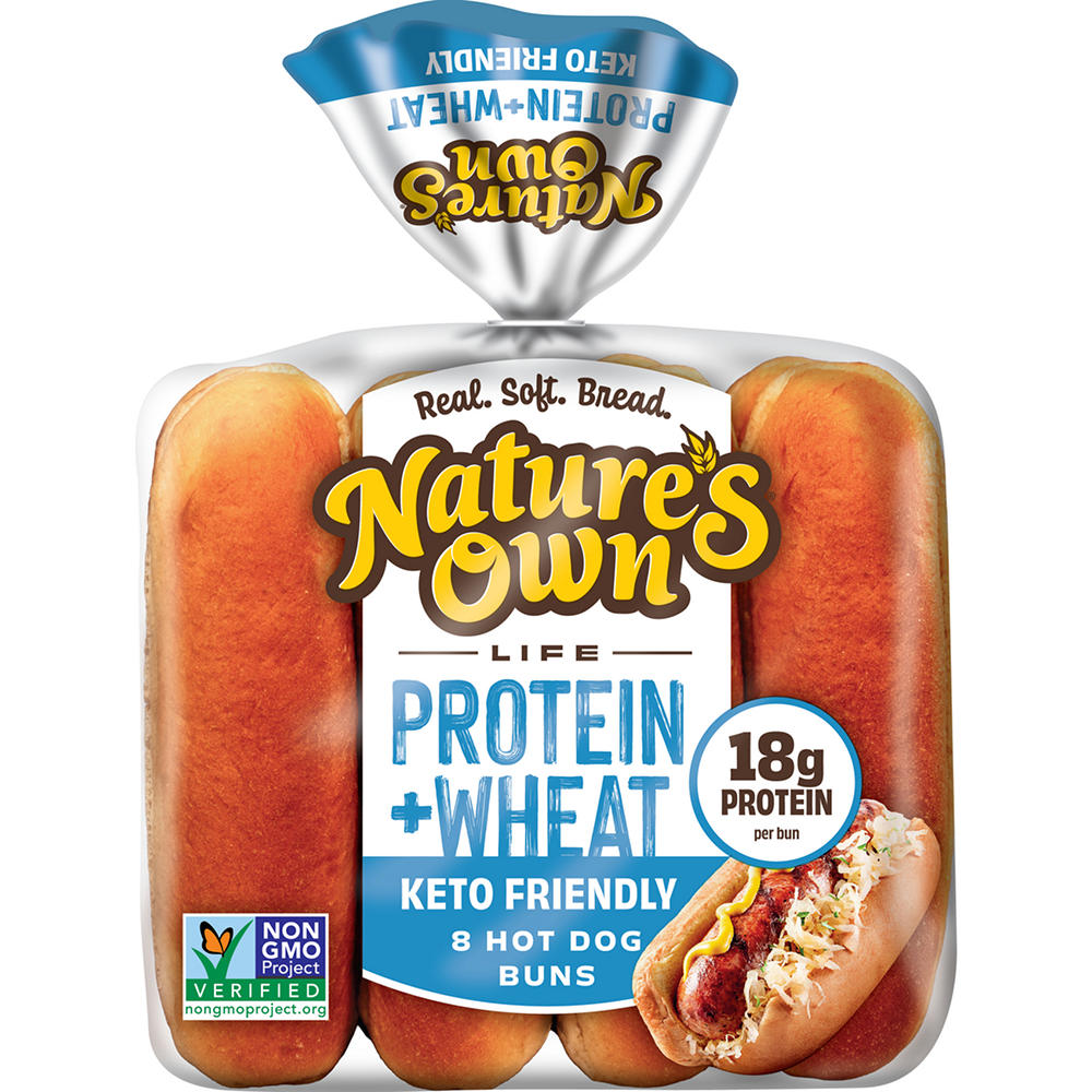 Nature's Own Life Wheat + Protein Keto Friendly Hot Dog Buns, 8 ct