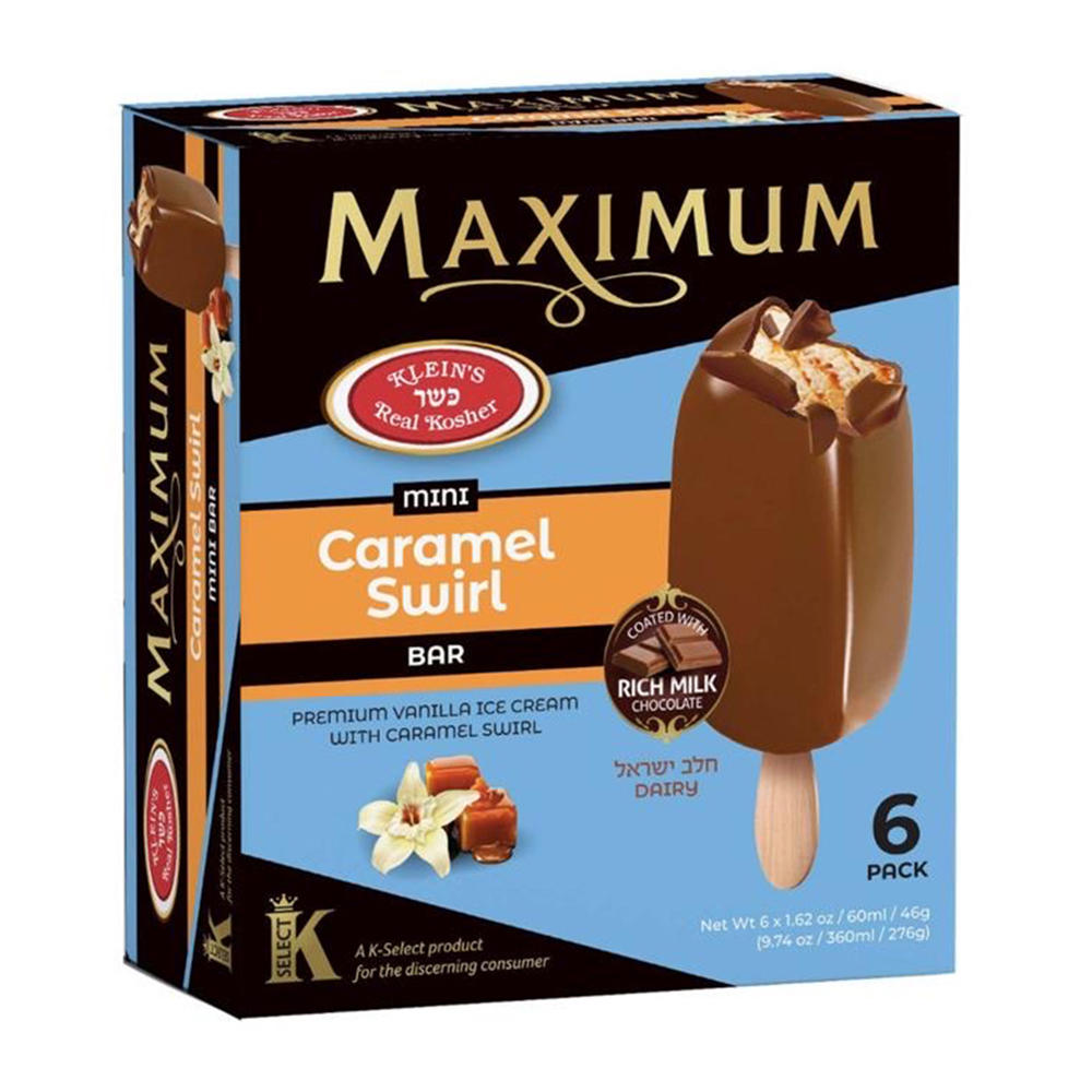 Klein's Kosher Maximum Mini Caramel Swirl Bars, 6 ct