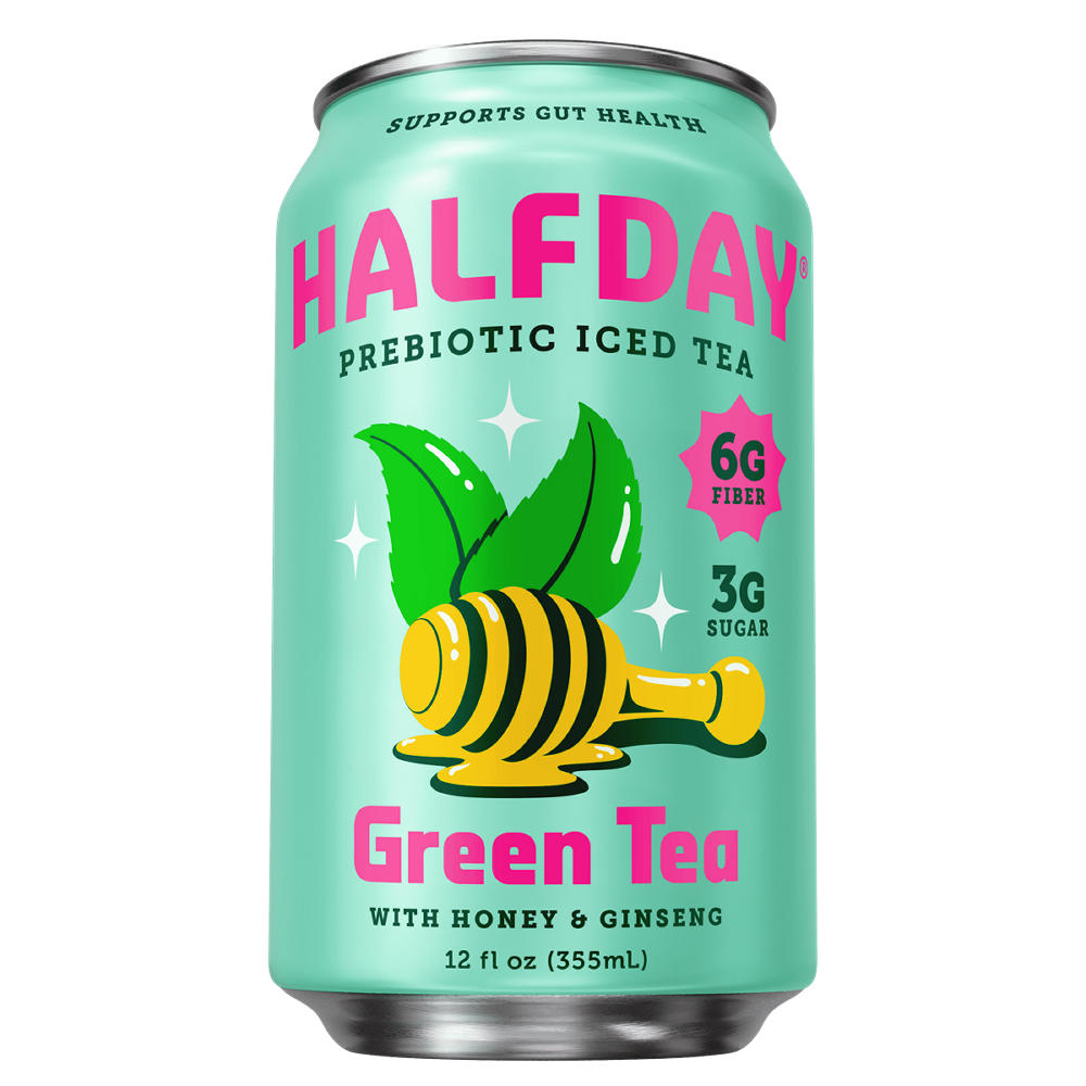 HALFDAY Prebiotic Green Tea - Honey & Ginseng, 12 oz
