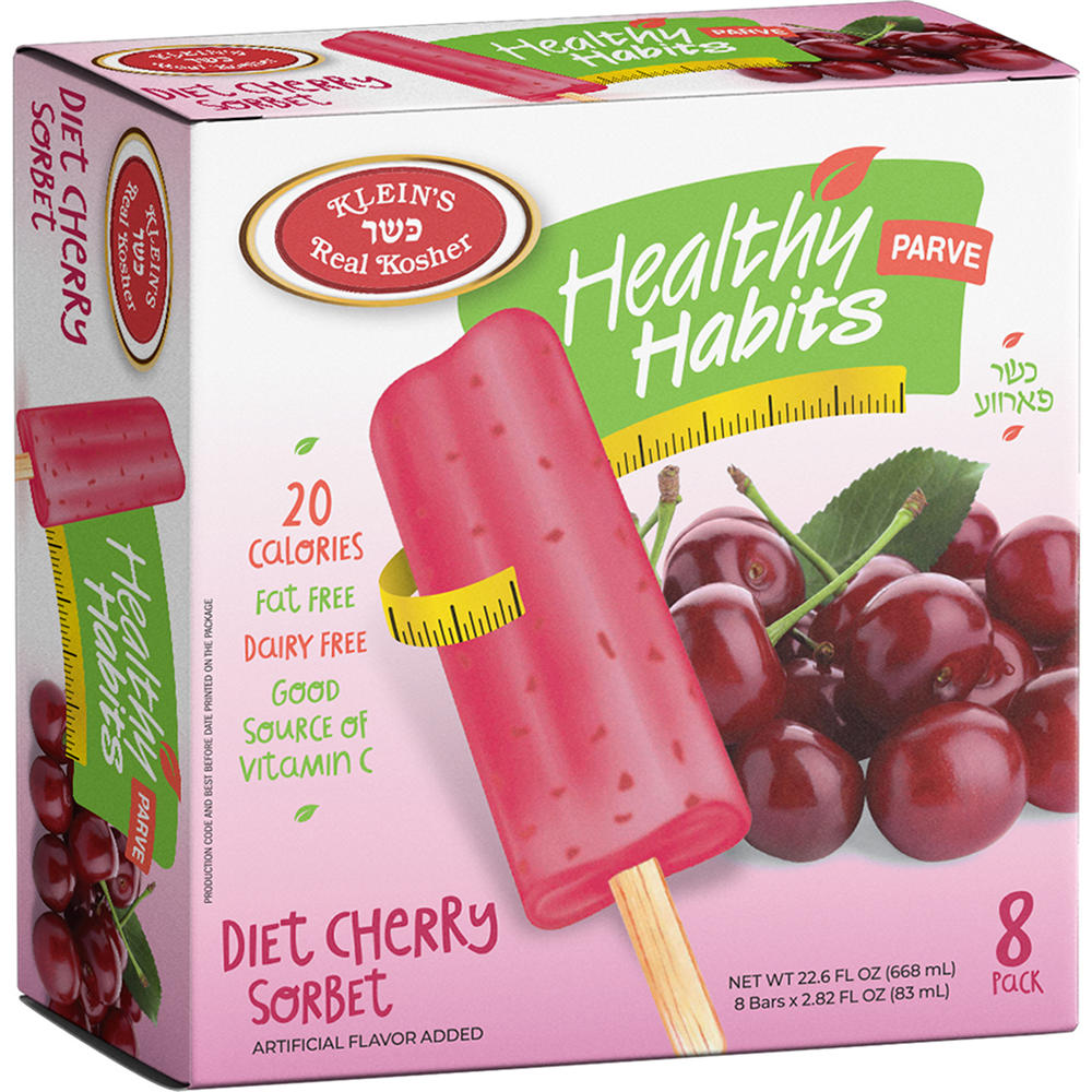 Klein's Kosher Healthy Habits Diet Cherry Sorbet Pops, 8 ct
