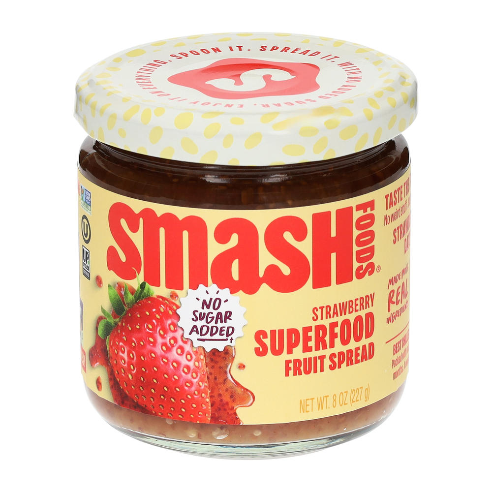 Smash Foods No Sugar Added Strawberry Superfood Fruit Spread, 8 oz