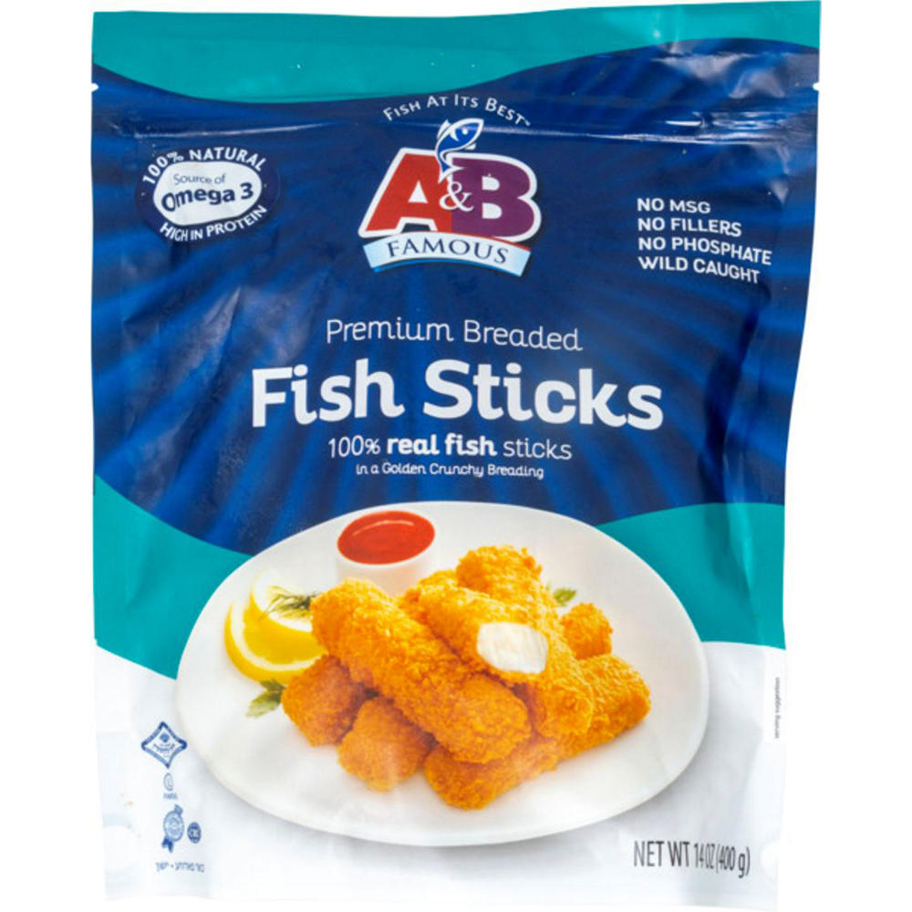 A&B Famous Kosher Breaded Fish Sticks, 14 oz