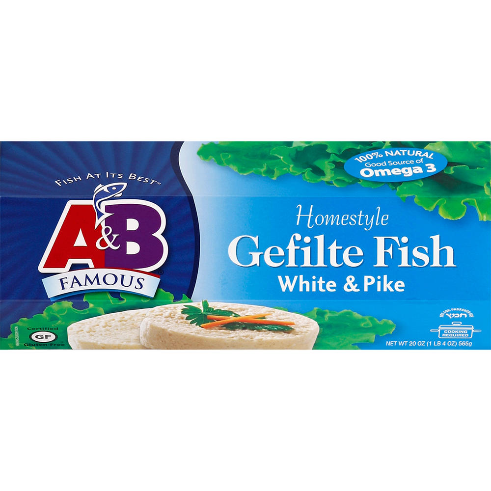 A&B Famous Kosher Gefilte Fish - White & Pike, 20 oz
