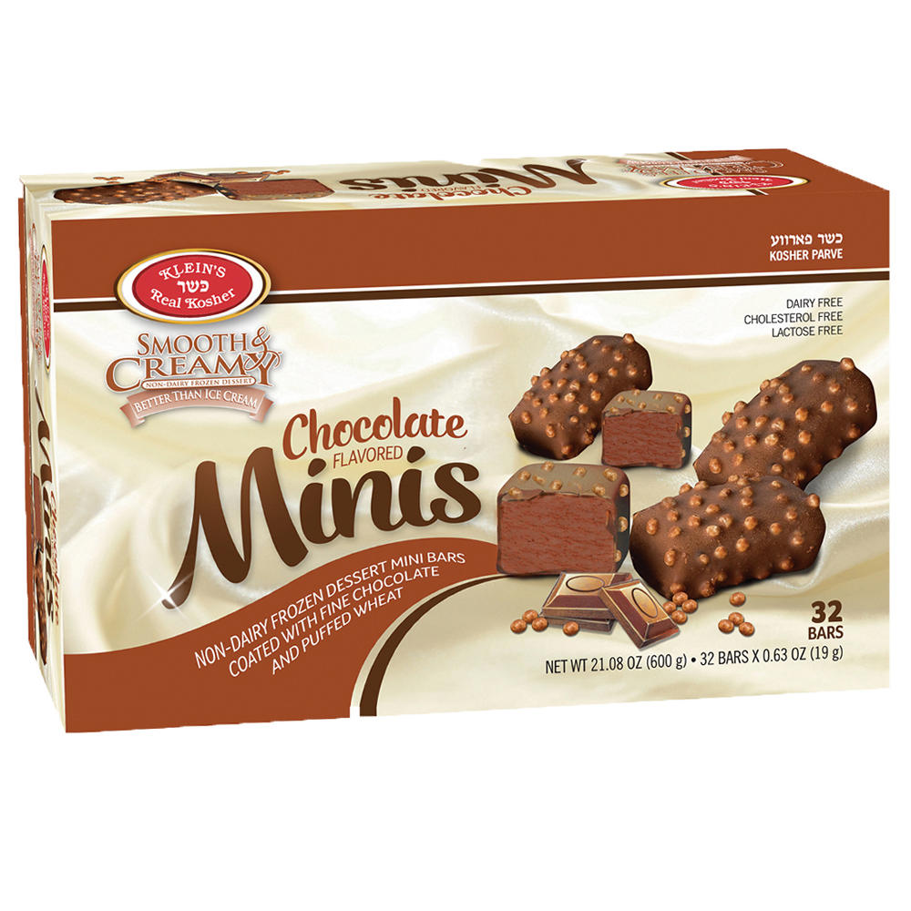 Klein's Kosher Chocolate Non Dairy Frozen Dessert Mini Bars, 32 ct