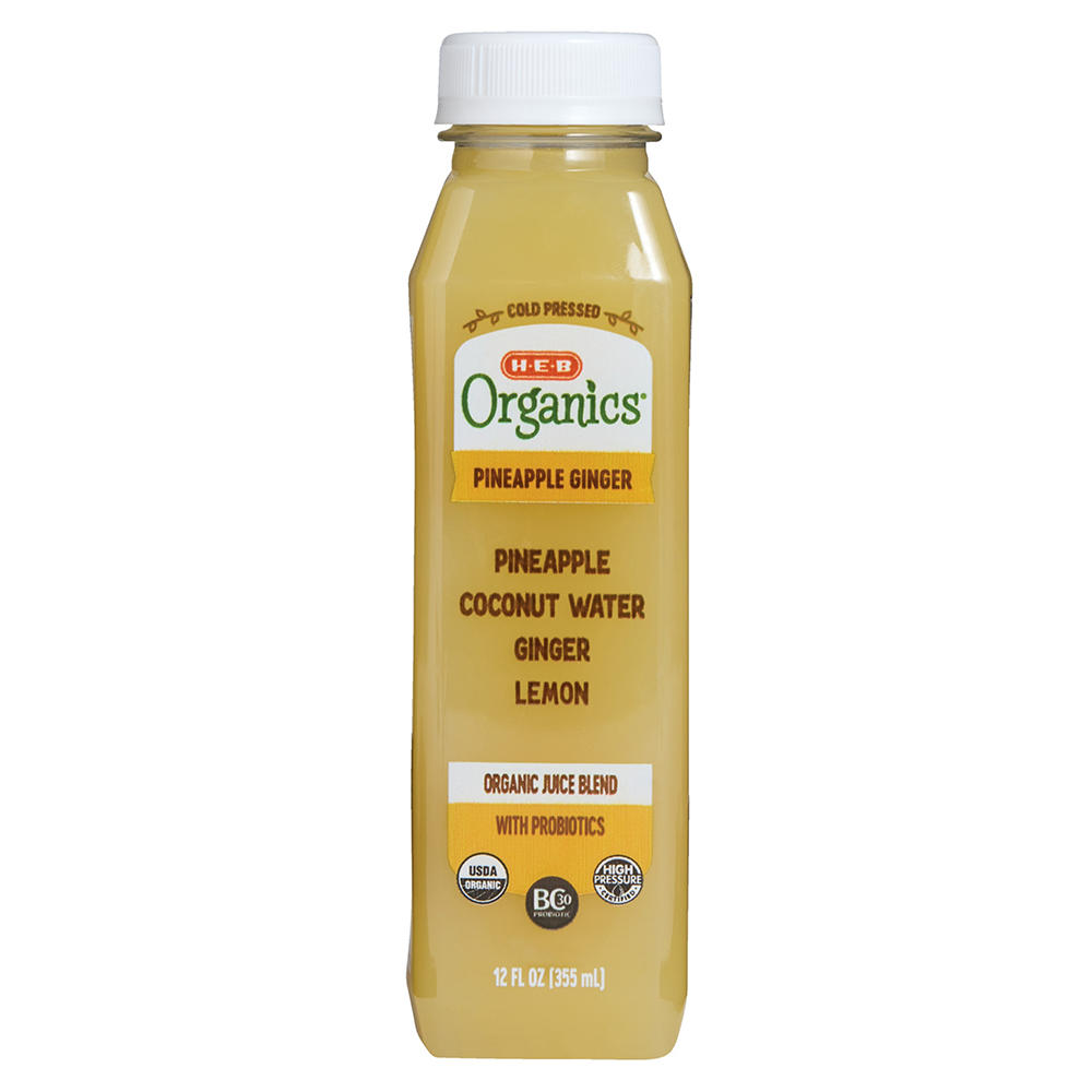 H-E-B Organics Pineapple Ginger Cold-Pressed Juice, 12 fl oz