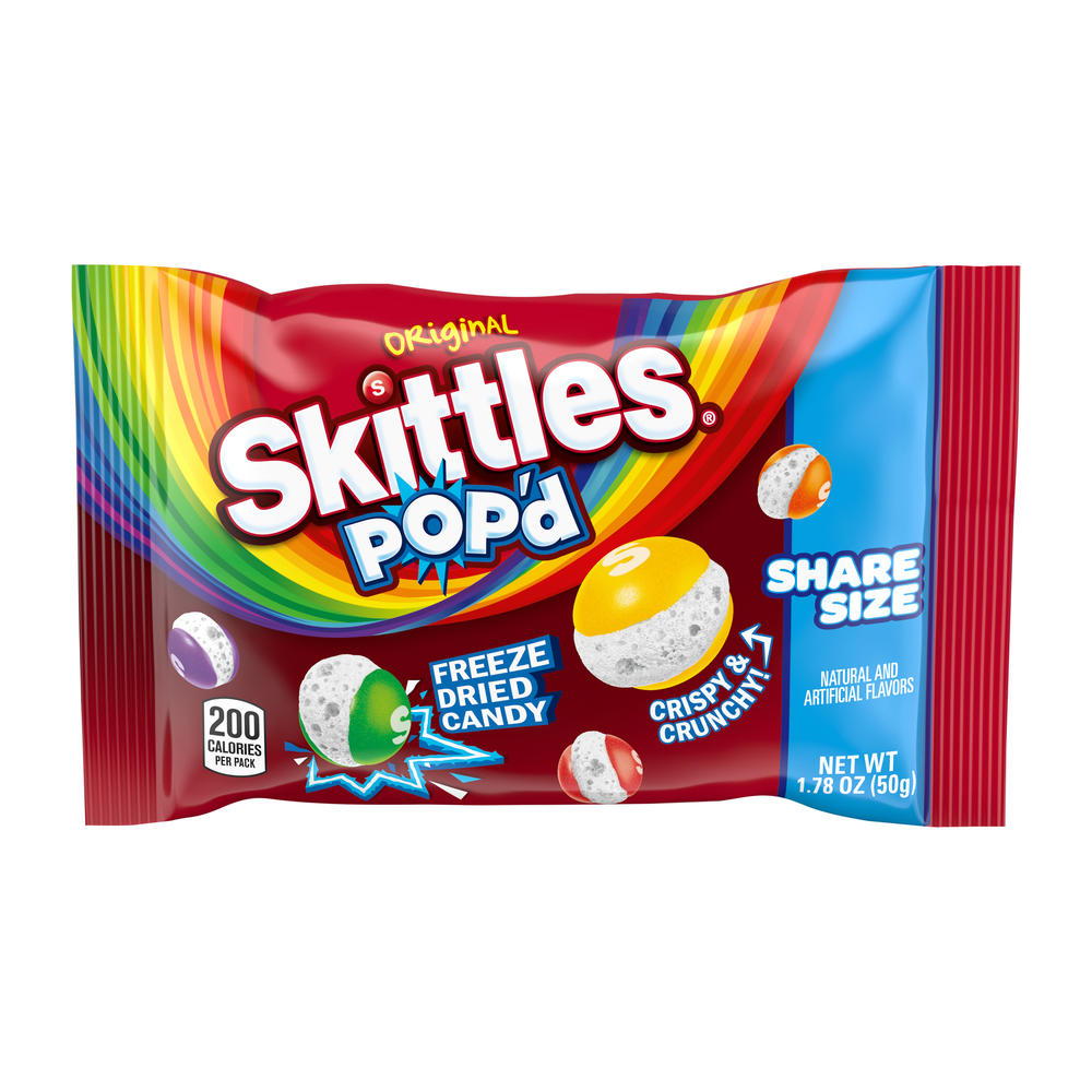 Skittles Pop'd Original Freeze Dried Candy - Share Size, 1.78 oz