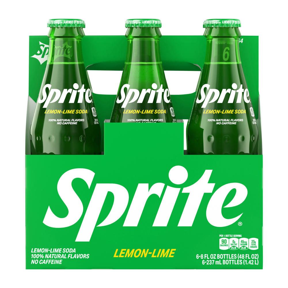 Sprite Cane Sugar 6 pk Glass Bottles, 8 oz
