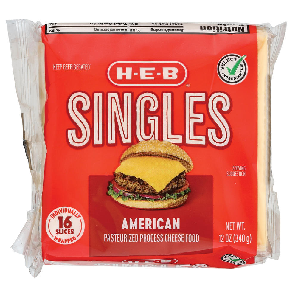 H-E-B American Cheese Singles, 12 oz