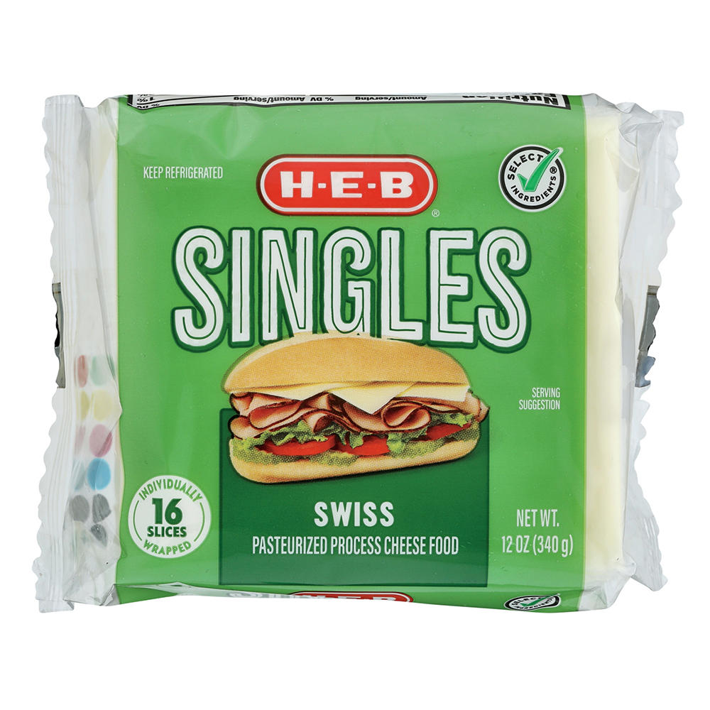 H-E-B Swiss Cheese Singles, 12 oz