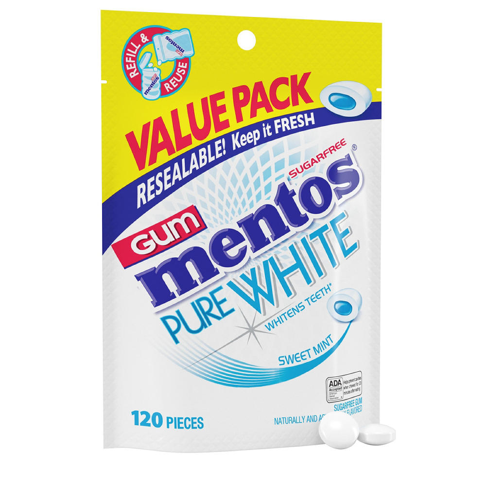 Mentos Pure White Sweet Mint Gum - Value Pack, 120 pc