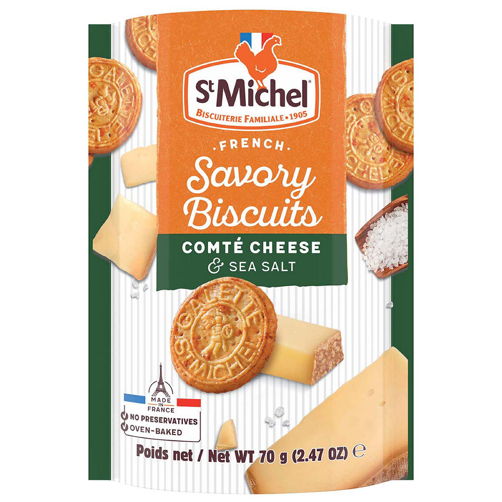 St Michel French Savory Biscuits - Comté Cheese & Sea Salt, 2.47 oz